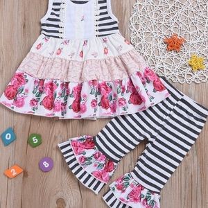 Girls flower tunic with bell bottom pants